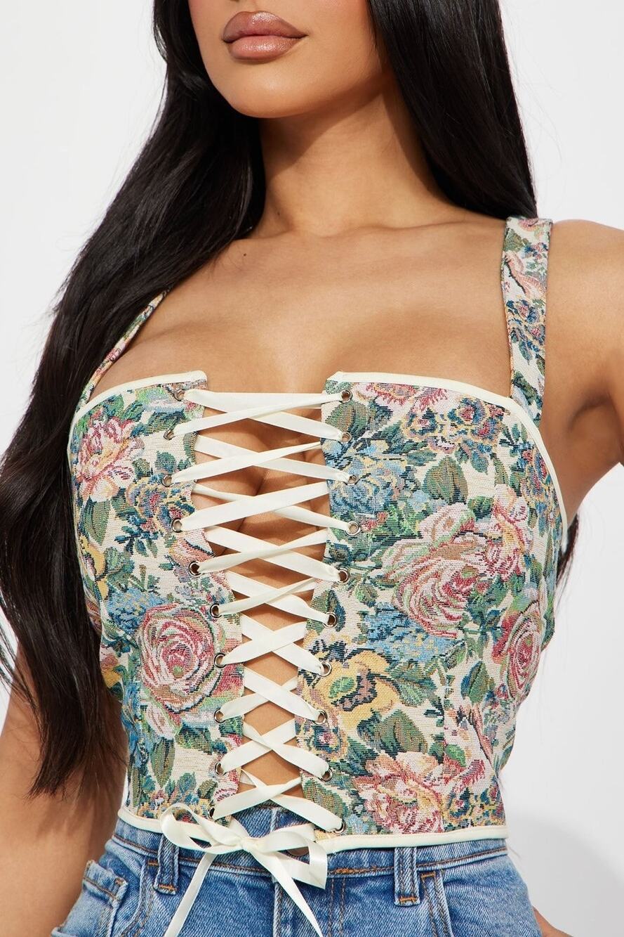 Fashion Nova Archette Jacquard Corset Top - Multi Color size M